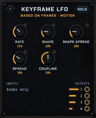 The Keyframe LFO: rate, shape, shape spread, spread and coupling.