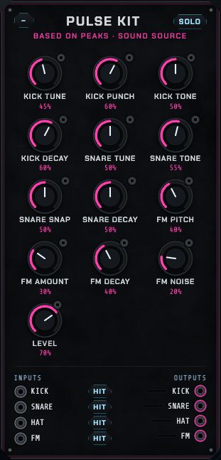 The Pulse kit: kick and FM drum knobs and a level.